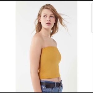 Urban Outfitters Suede Mustard Cropped Tube Top